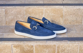 Slip On Orthotic Shoes Suede Slip-On Horsebit Loafer Navy