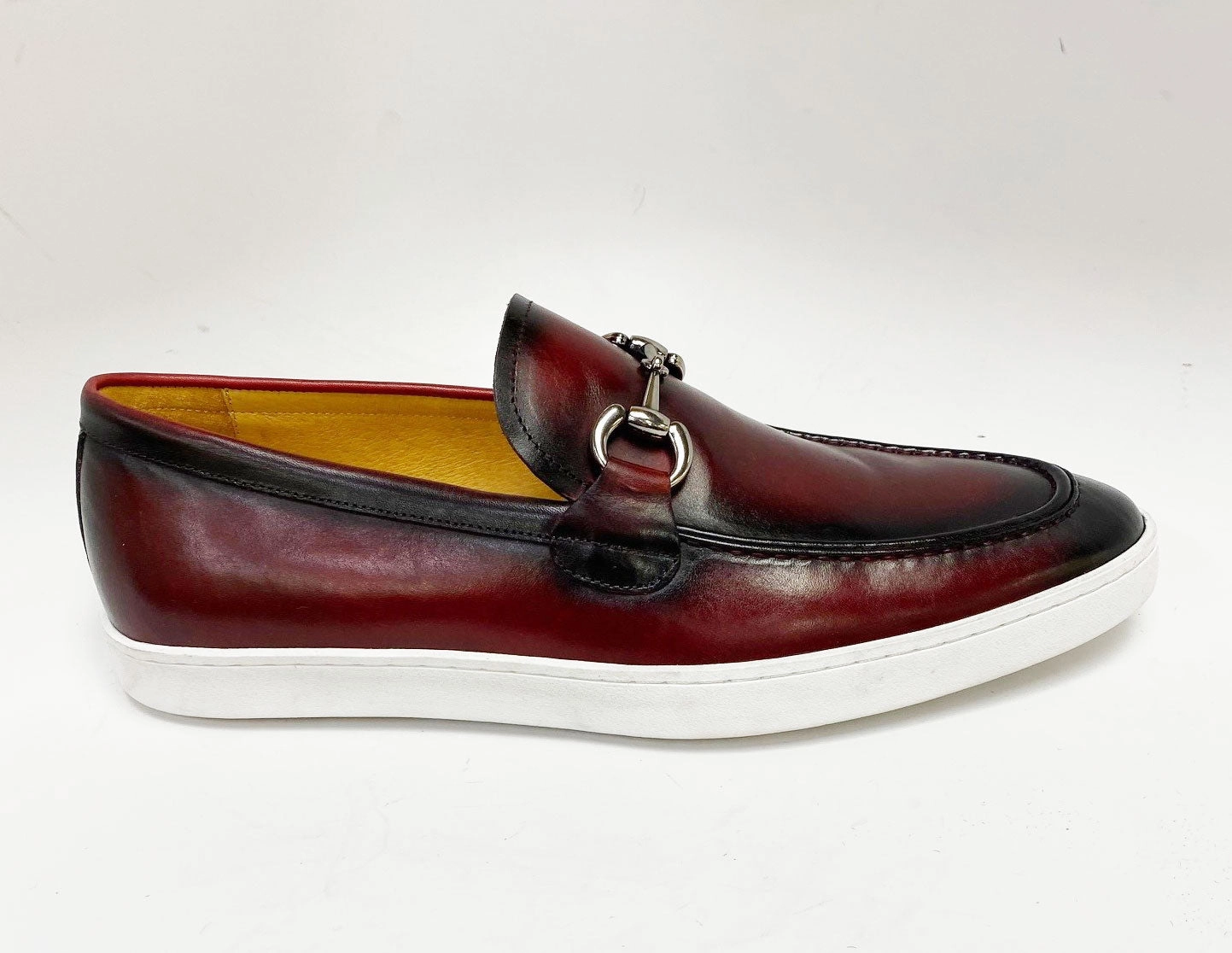 Calfskin Slip-On Horsebit Loafer Burgundy Slip-on Orthopedic Shoes