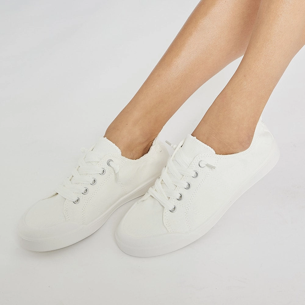 Switch Sneaker in White Canvas Riding Shoes Casual