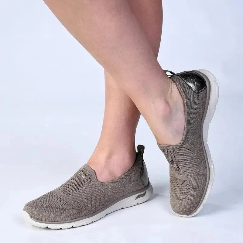 Wide Closed Toe Slip Ons Skechers Arch Fit Sunny Slip On Sneaker - Taupe