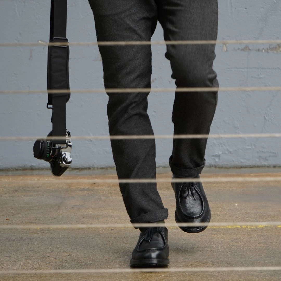 Granny Lace Up Shoes Men's Black Pebbled Leather Tuscan Moc Boot