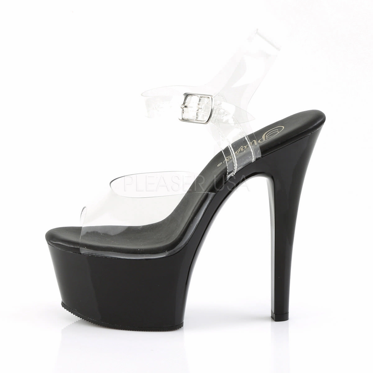 Mary Jane Flat Shoes Designer 6 Inch Heel ASPIRE-608 Clear Black