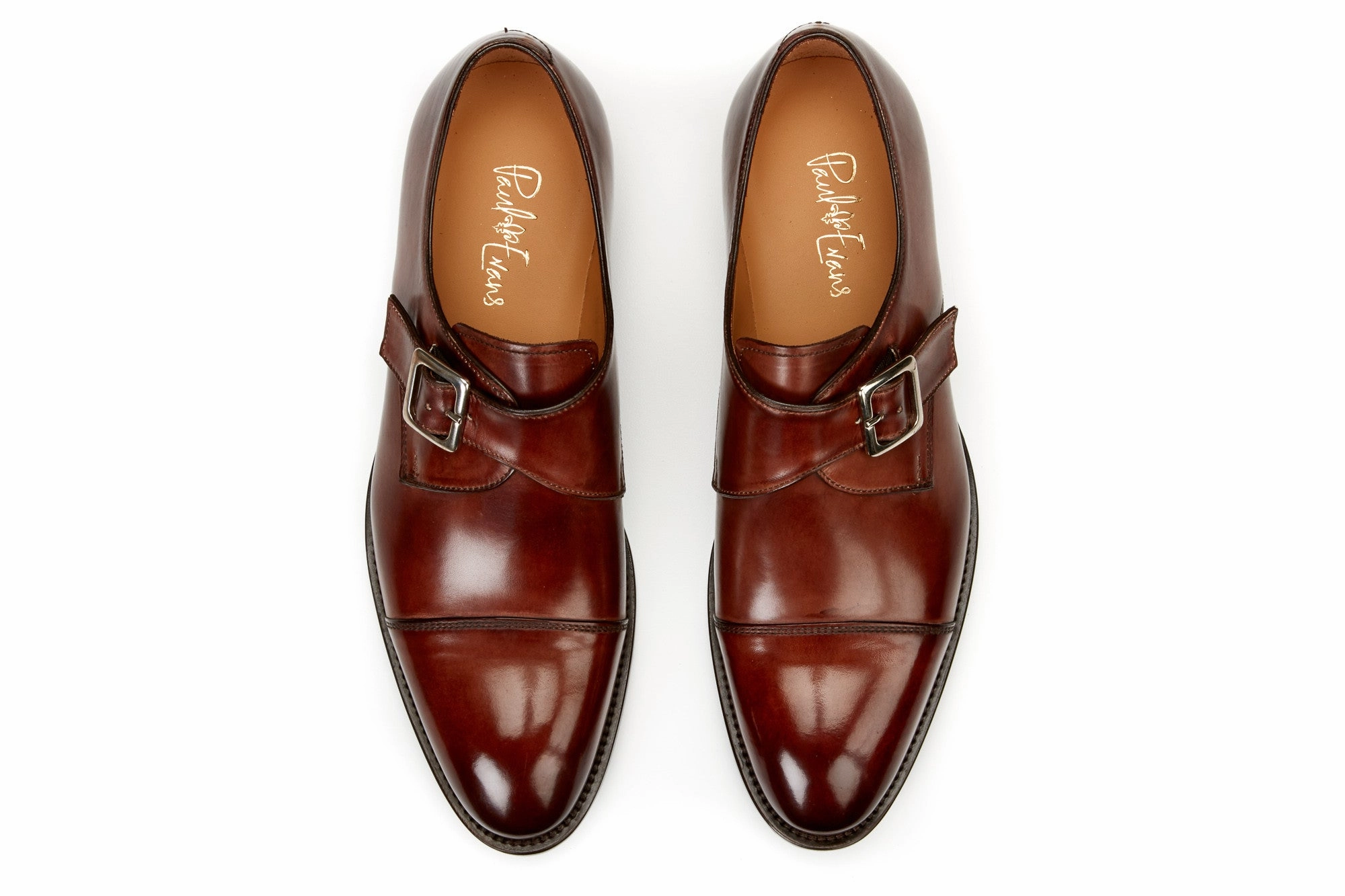 Crazy Horse Leather Brogue Shoes The Olivier Single Monk Strap - Brown