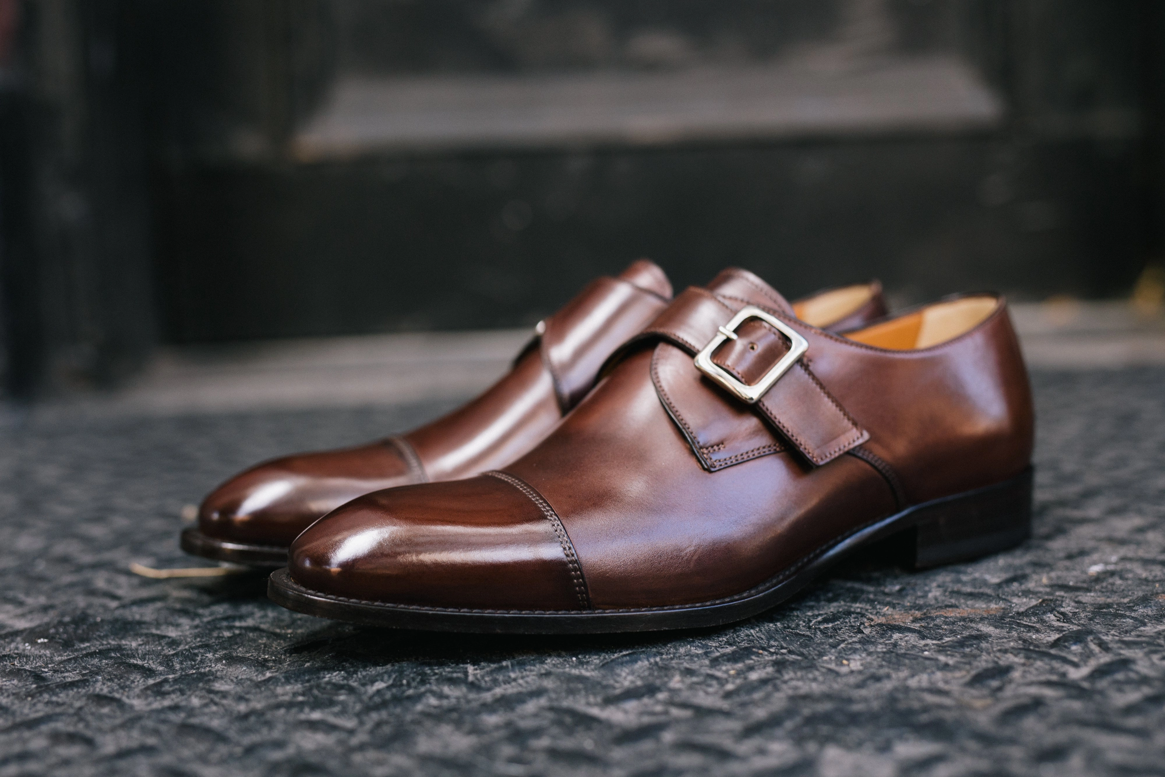 St. Hybrid Lite Wingtip Brogue Shoes The Olivier Single Monk Strap - Brown