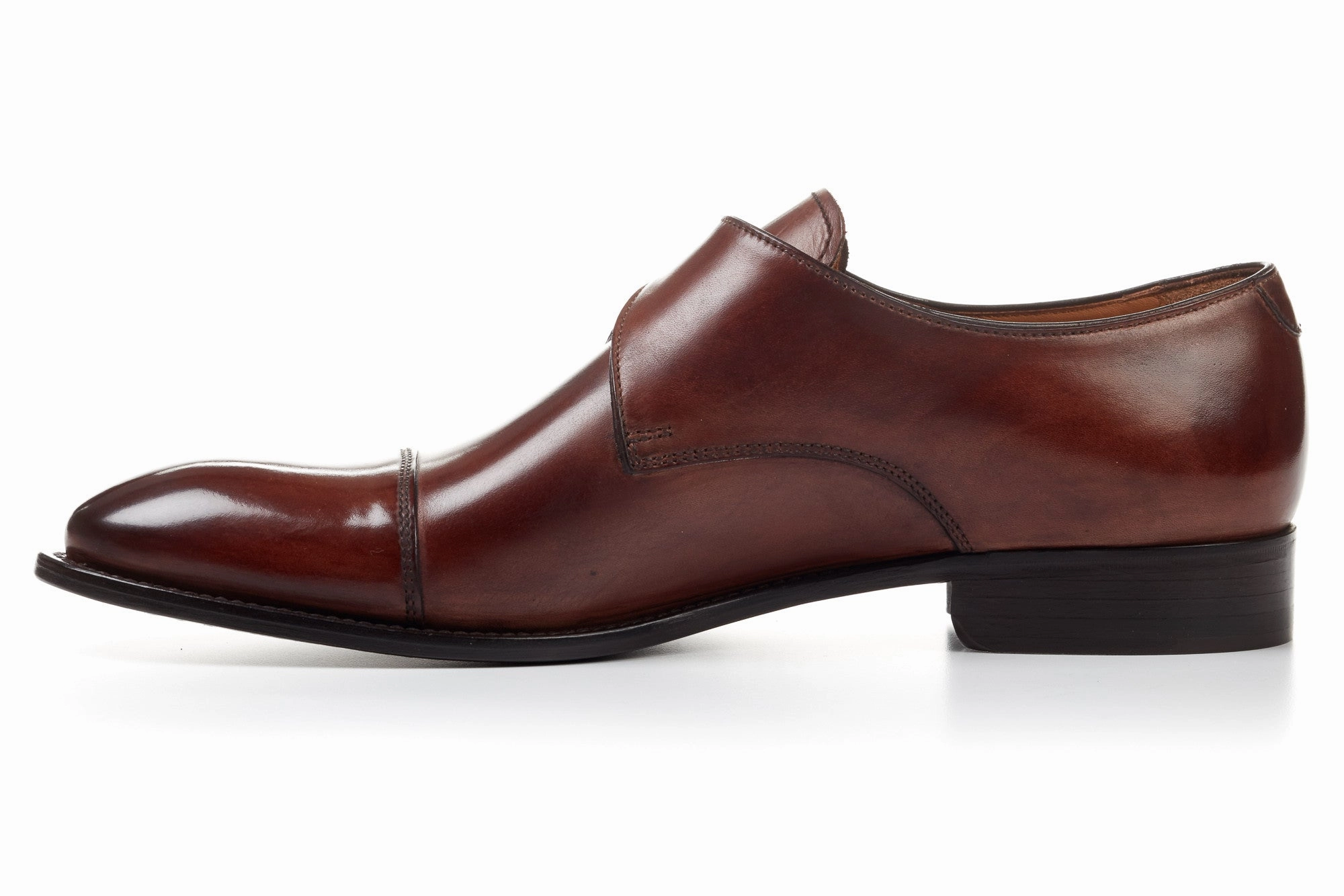 The Olivier Single Monk Strap - Brown Karnes Brogue Cap Toe Boot