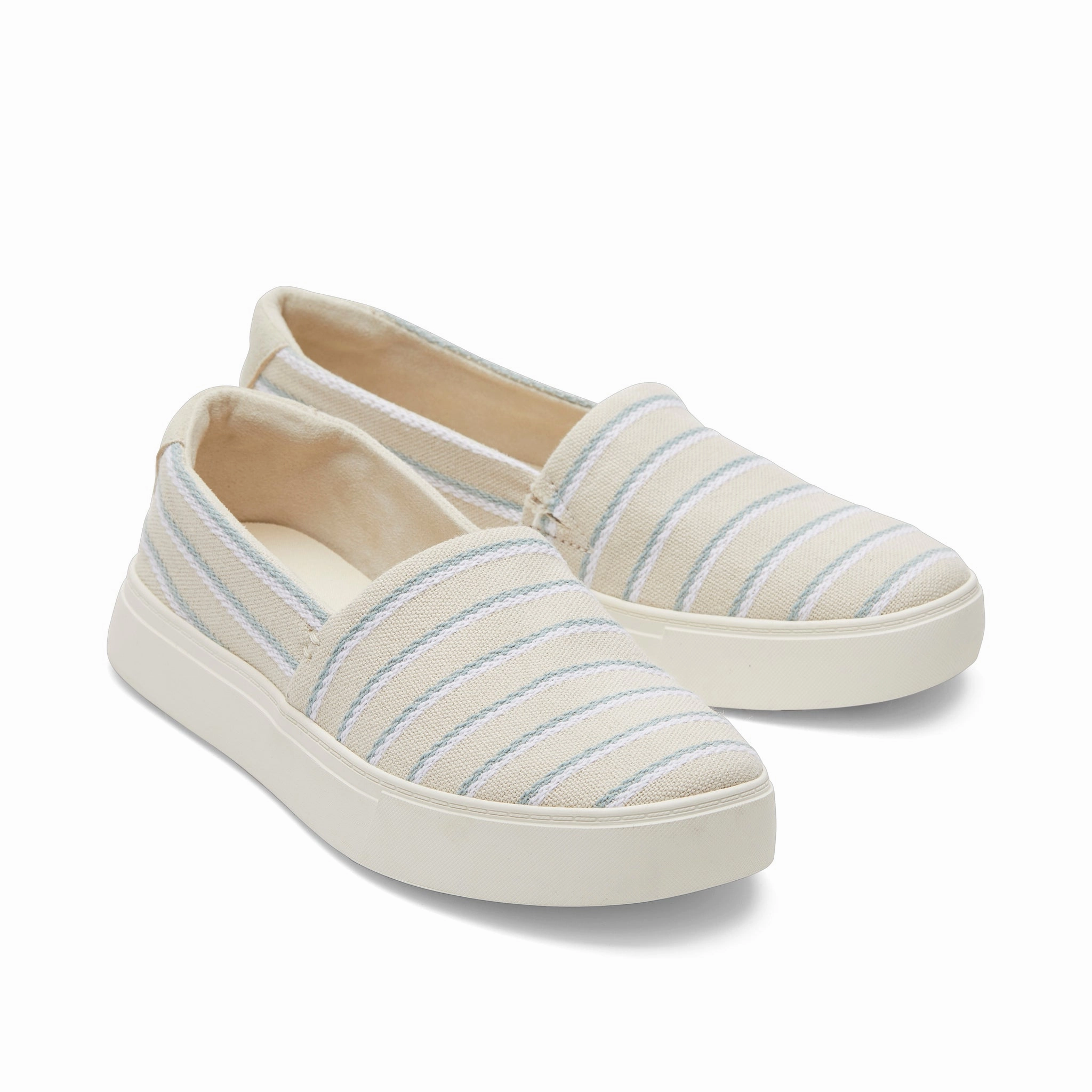 Womens Kameron Cream Stripes Slip On Sneaker On The Clock Slip Resistant Work Slip-on
