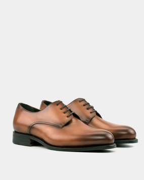 Works Lace Up Shoes Marco Derby in Tobacco Calf
