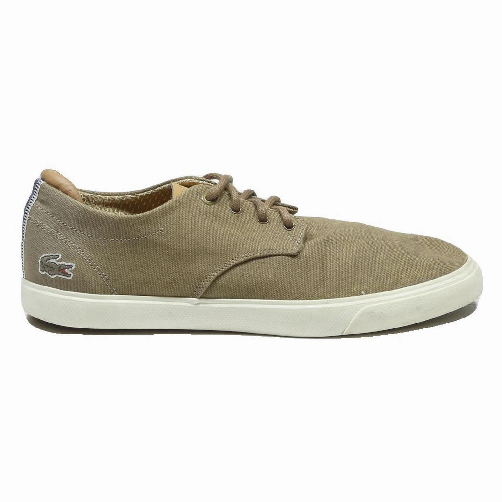 LACOSTE Lerond Mens Lace-Up Trainers Beige Canvas UK 8.5 Casual Footwear Pierre Hardy Tennis Shoes