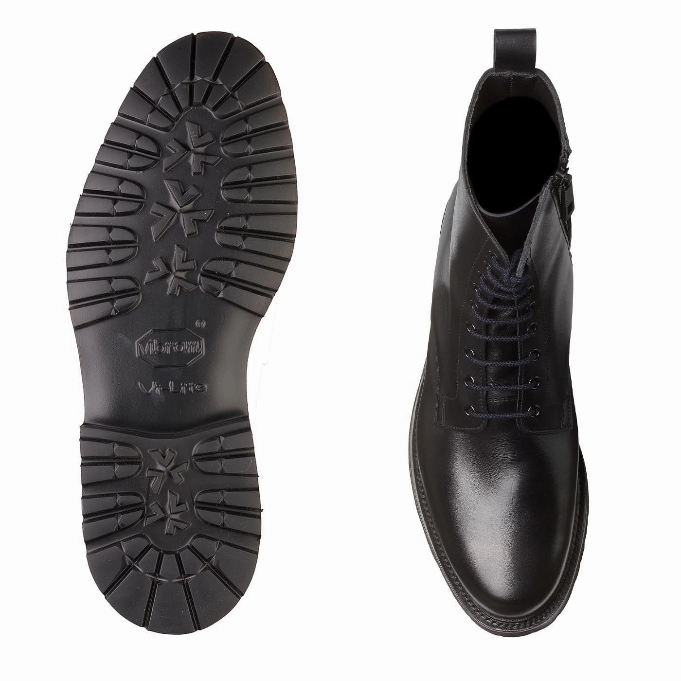 Wide Lace Up Shoes Hazel Black Wax Calf