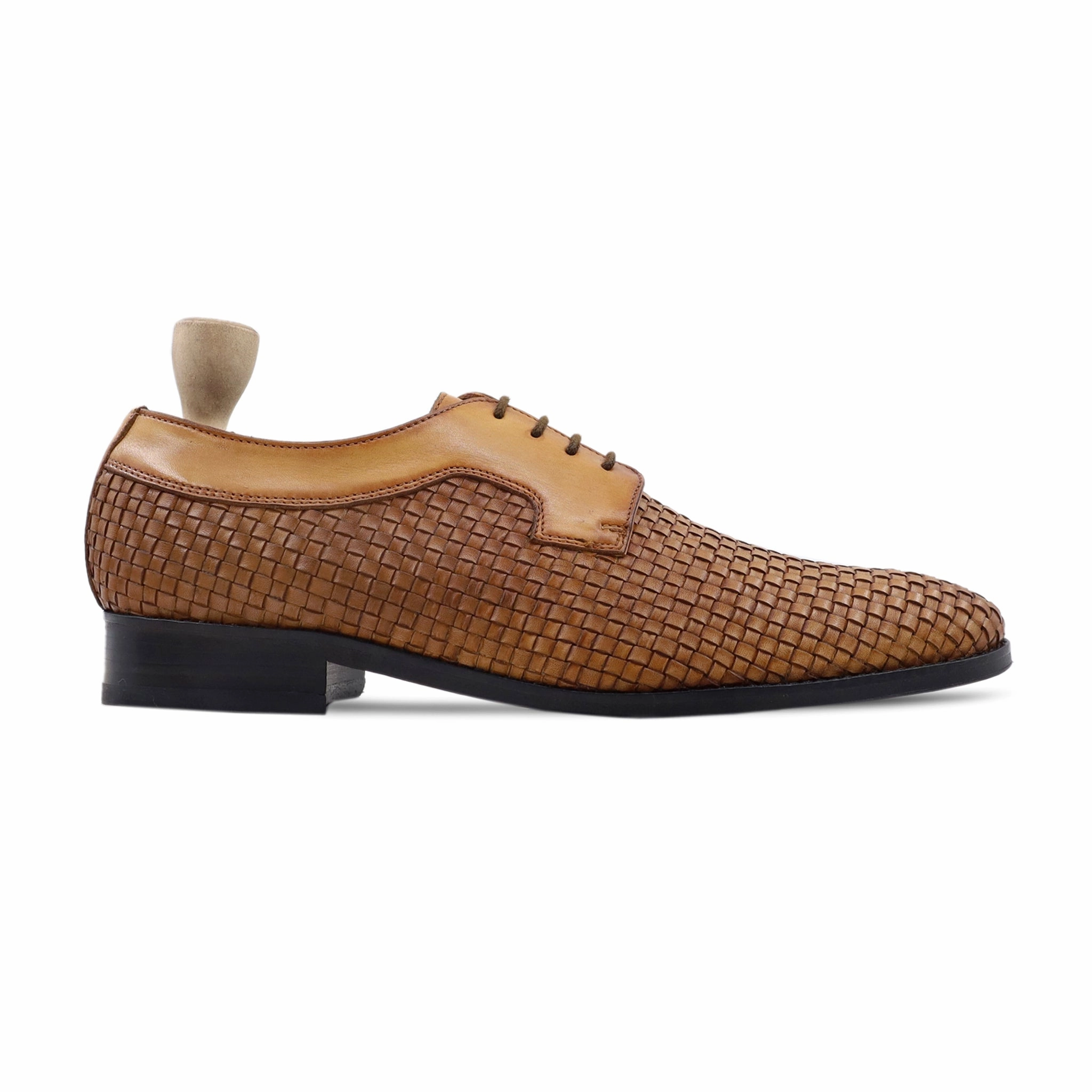 Svasto - Men's Yellow Calf and Hand Woven Calf Leather Derby Shoe Brogues Or Oxfords