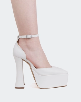 Cabaret White Leather/Cuir Blanc Ballerina Shoes Mary Jane