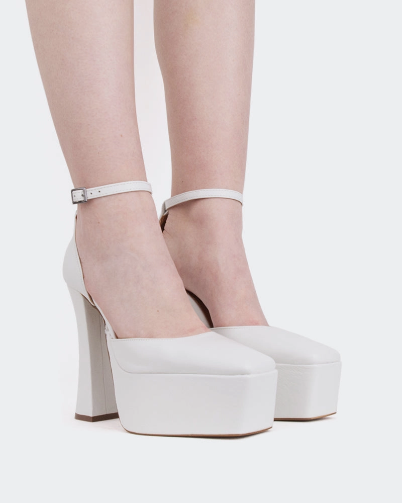 Mary Jane Puma Shoes Cabaret White Leather/Cuir Blanc