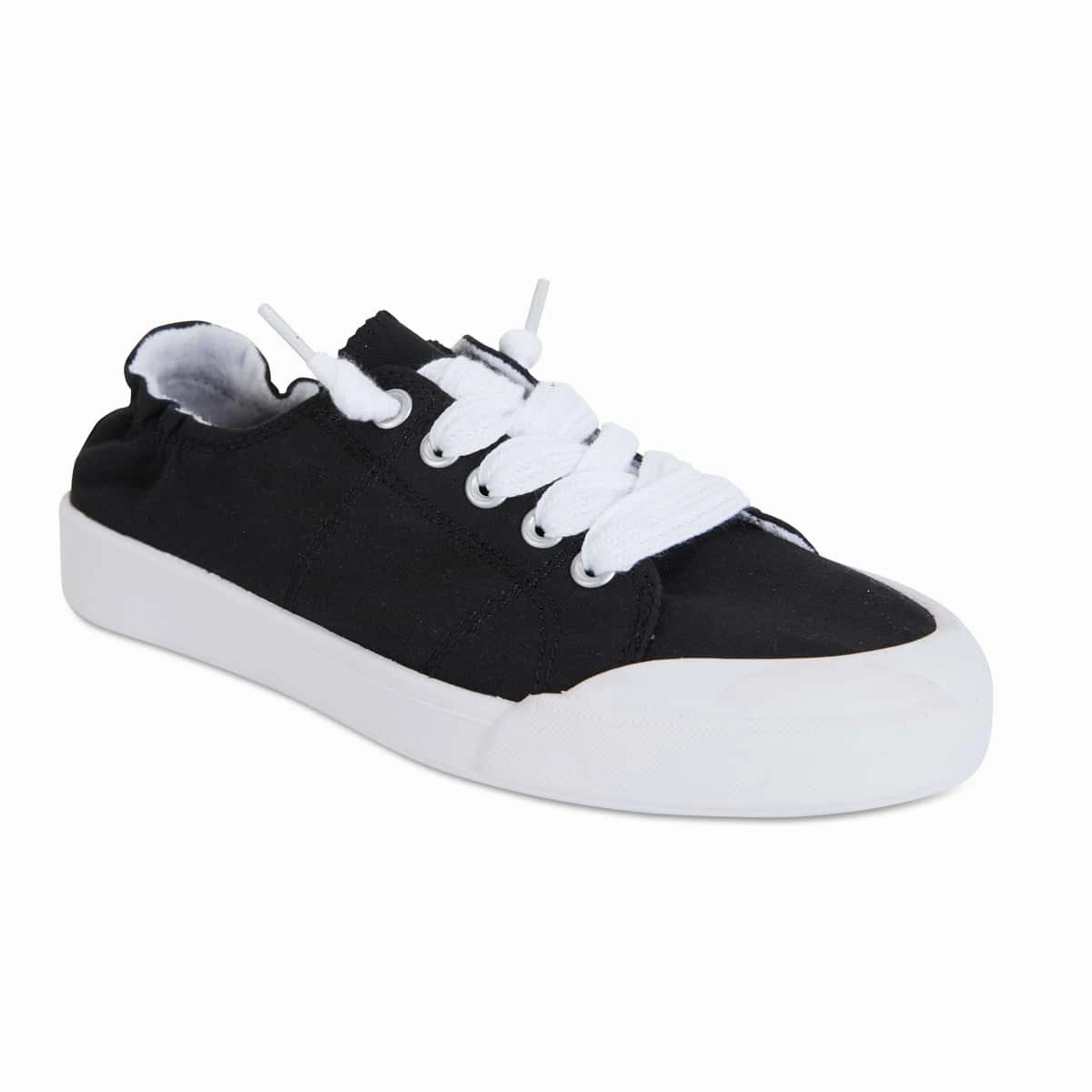 Casual Suede Slip On Shoe Switch Sneaker in Black Canvas