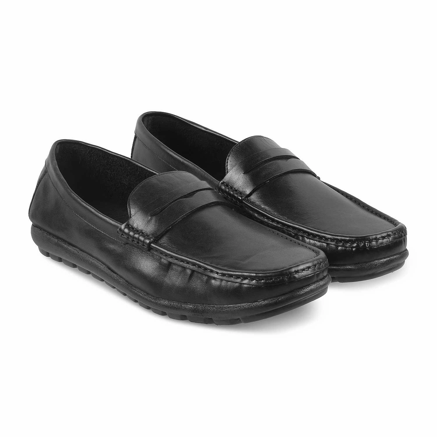 The Argento Black Men's Leather Loafers Tresmode Suicoke Loafers