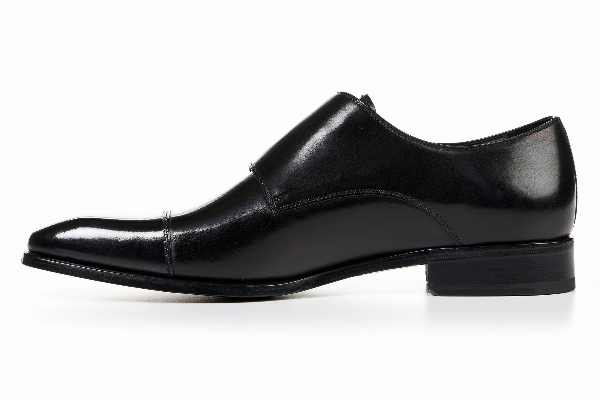 The Burton Double Monk Strap - Nero Moc Leather Flatform Brogues