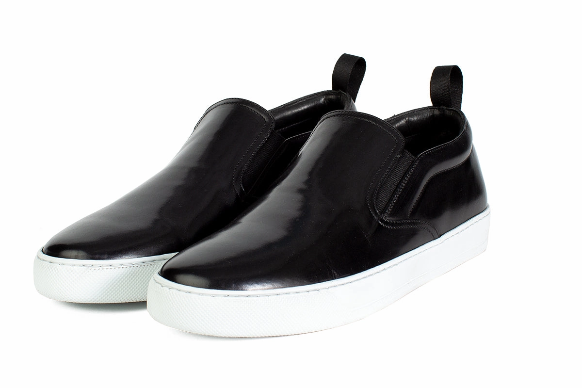 The Ellis Slip-On Sneaker - Nero Leather Slip On Mule