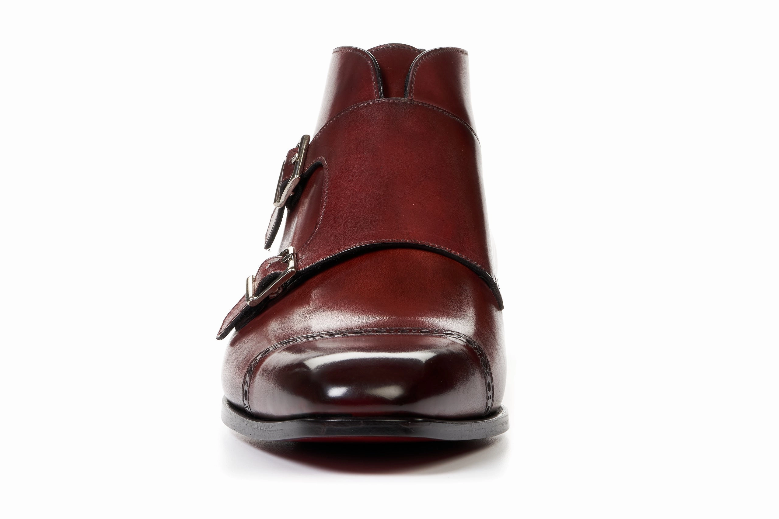 The Heston Double Monk Strap Boot - Oxblood Camo Brogues
