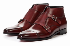 The Heston Double Monk Strap Boot - Oxblood Brogues Edinburgh