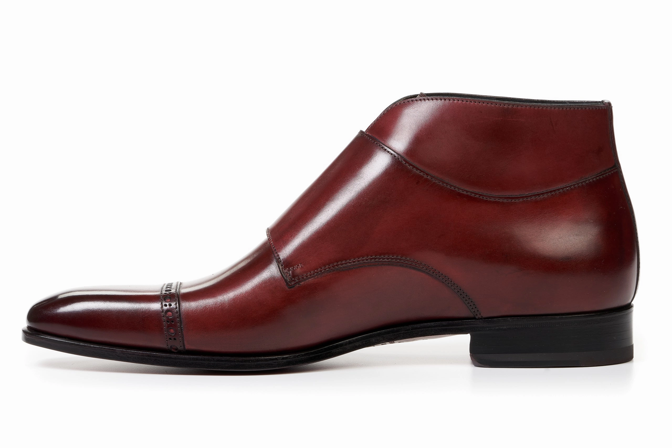 A Brogue The Heston Double Monk Strap Boot - Oxblood