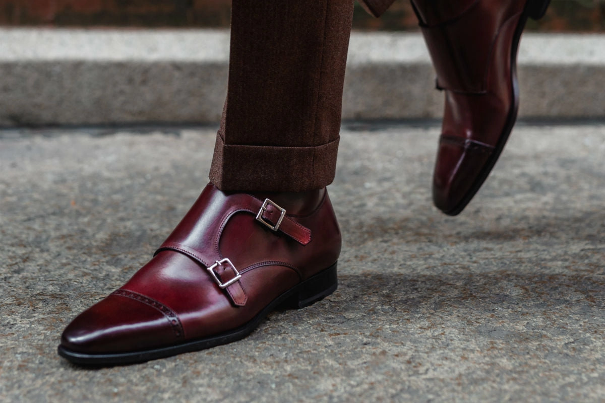 The Heston Double Monk Strap Boot - Oxblood Brogue Shoes Sale Uk