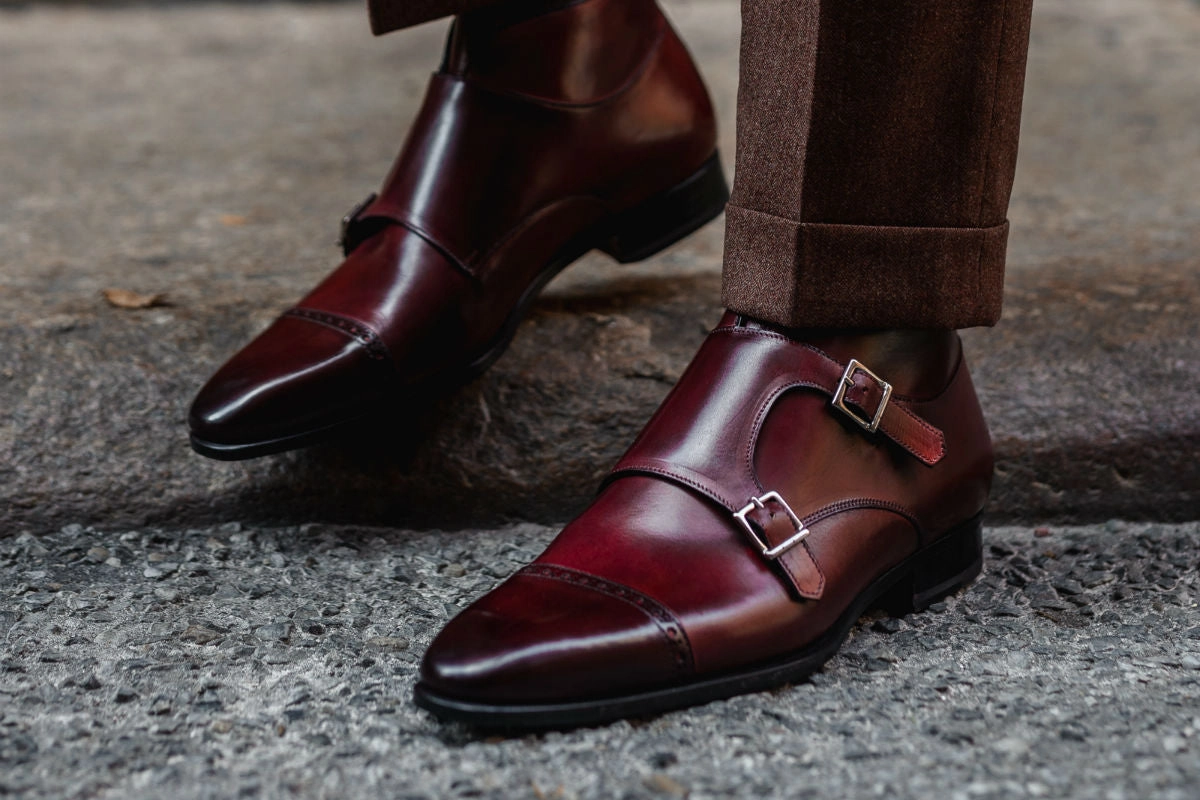Brogan Dress The Heston Double Monk Strap Boot - Oxblood