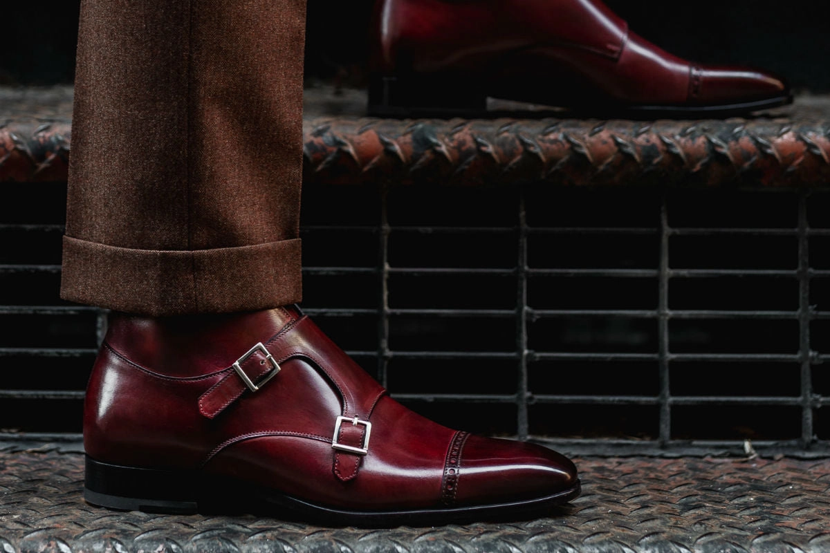 Originals Brogues The Heston Double Monk Strap Boot - Oxblood