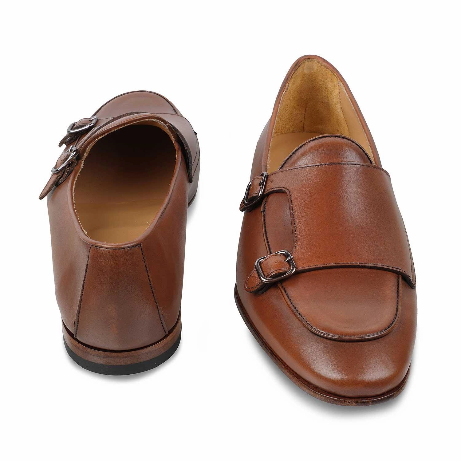 The Maccabeo Brown Men's Handcrafted Double Monk Shoes Tresmode Brogues Images