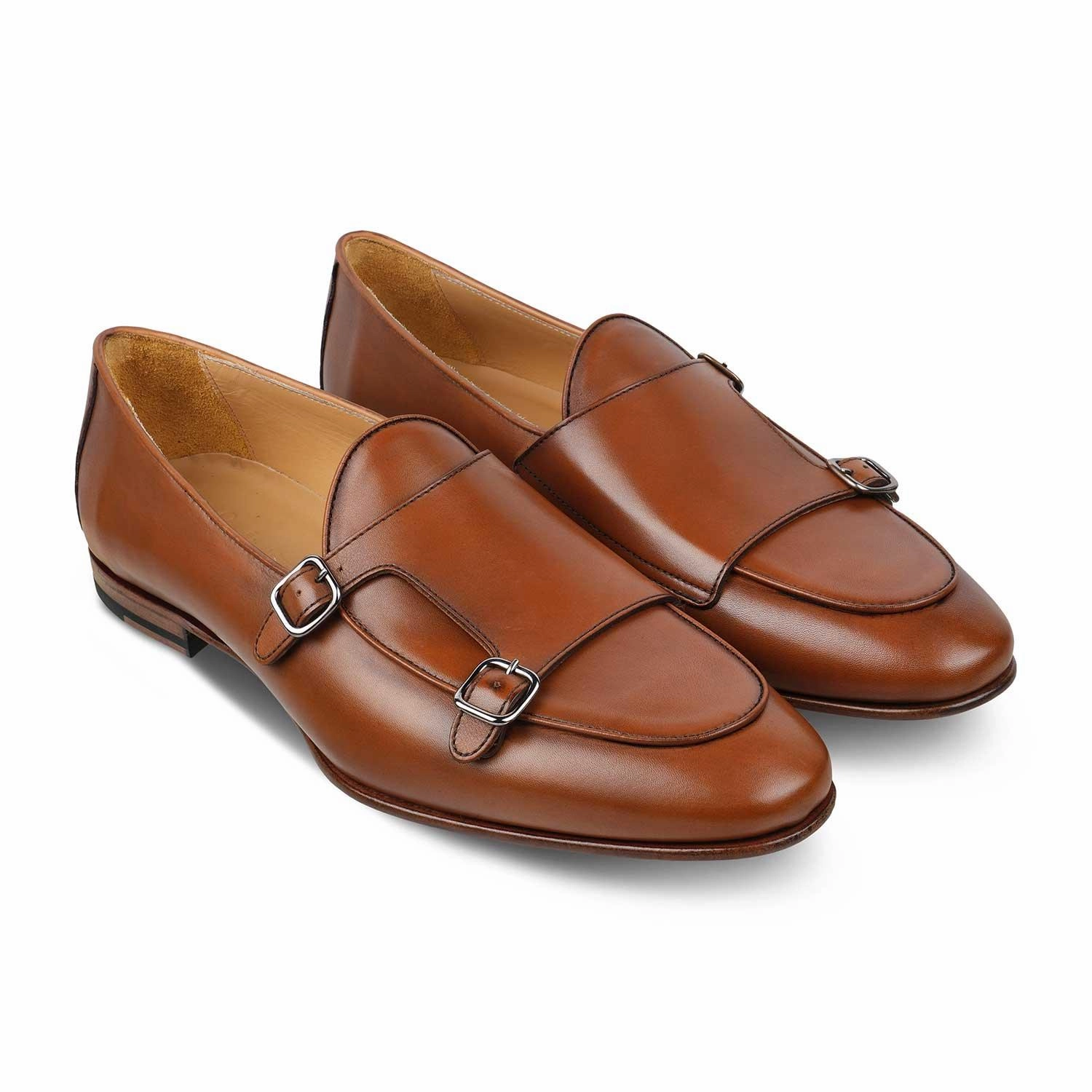 The Maccabeo Tan Men's Handcrafted Double Monk Shoes Tresmode Johnston And Murphy Karnes Brogue Cap Toe Boot