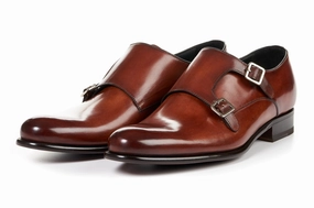 Brogue Shoes Images The Poitier Double Monk Strap - Havana Brown