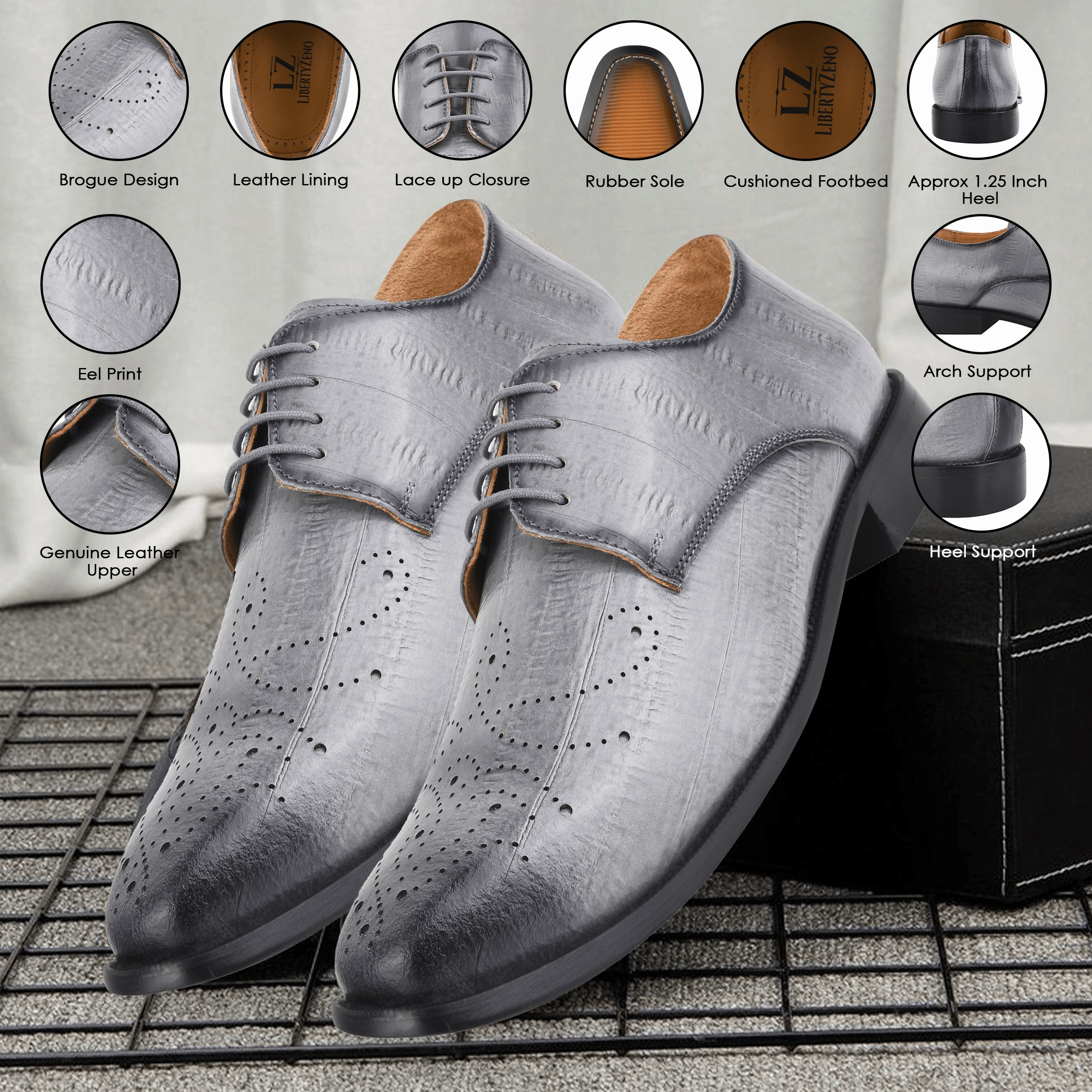1461 Slip Resistant Leather Shoes THOMAS Genuine Leather Oxford Men's Dress Shoes