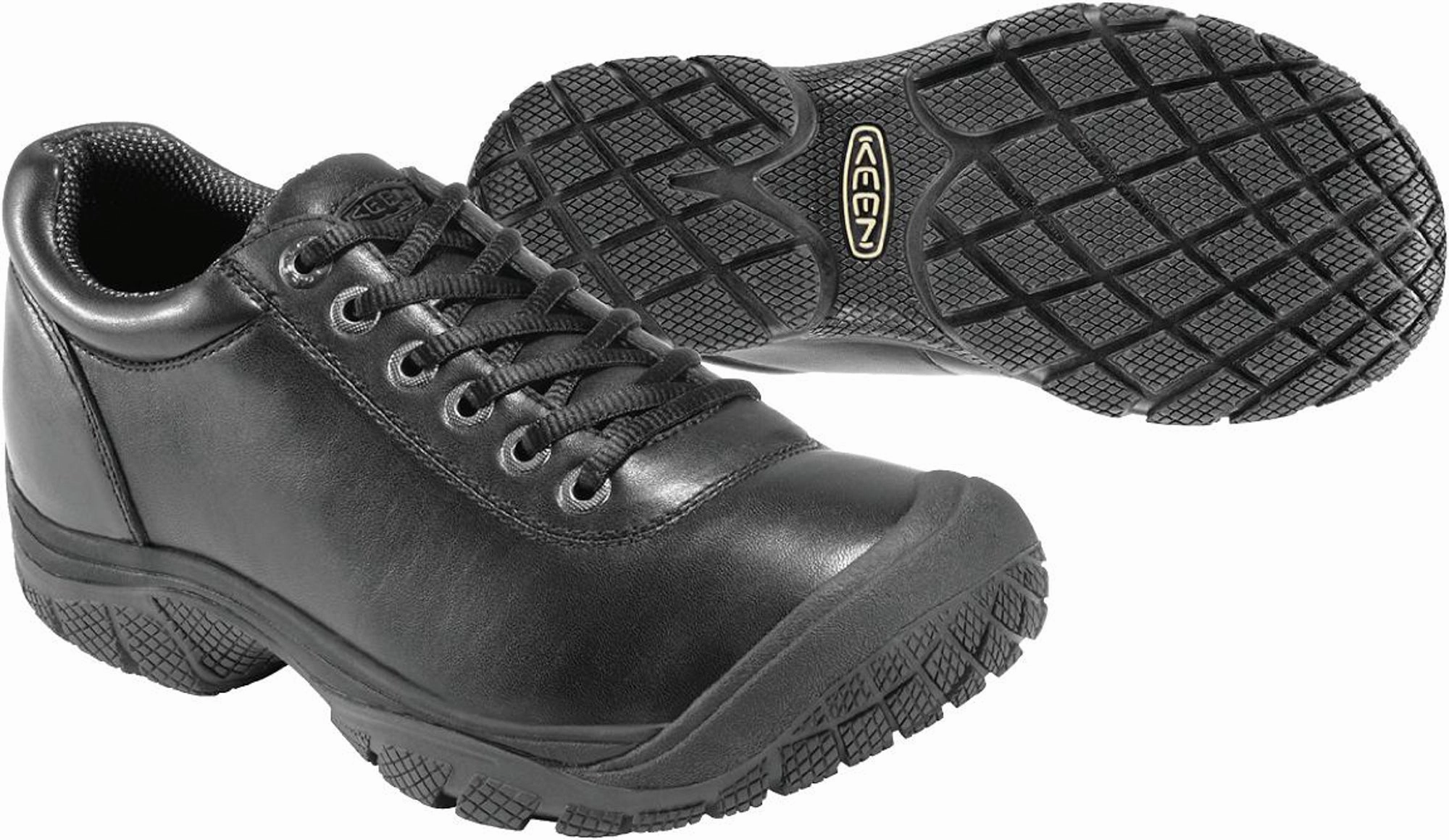 Keen Utility Black Mens PTC WR Leather Dress Oxford Shoes Platform Heeled Oxfords