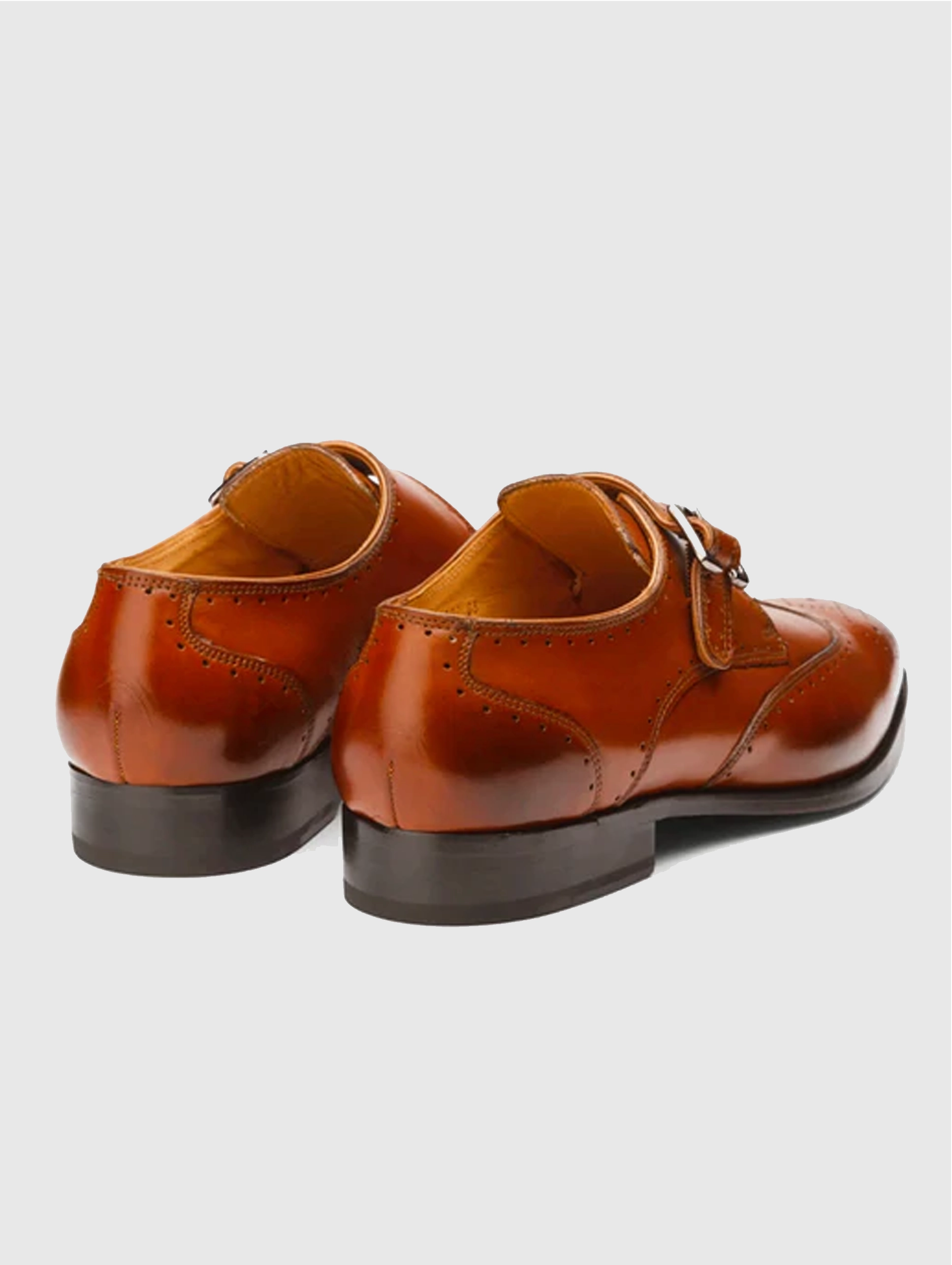 Mahogany Brogues Kaiser Single Monk-strap - Cognac