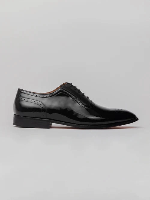 men's leather formal brogue -  patent black Mens Oxford Dress Shoes