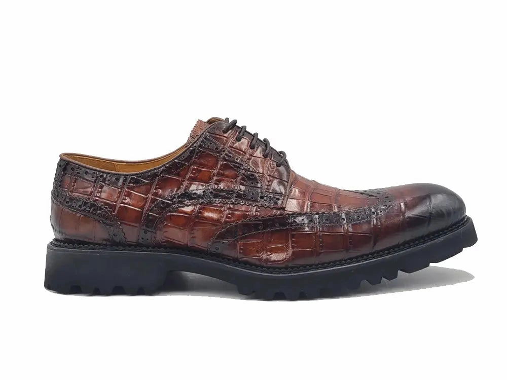 Oxford Shoes Deals Blucher Style Alligator Embossed Oxford