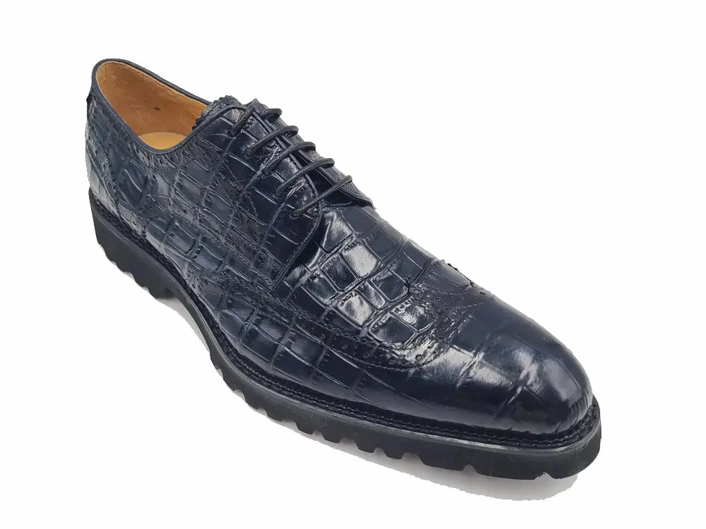 Saddle Oxford Shoes Blucher Style Alligator Embossed Oxford