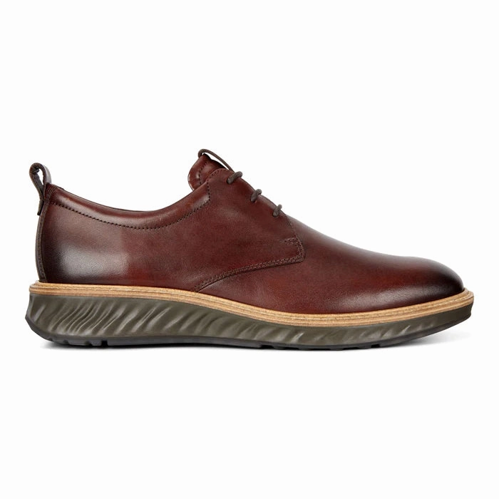 Mens Ecco Hybrid Plain Toe Cognac Derby Shoes Rubber Sole