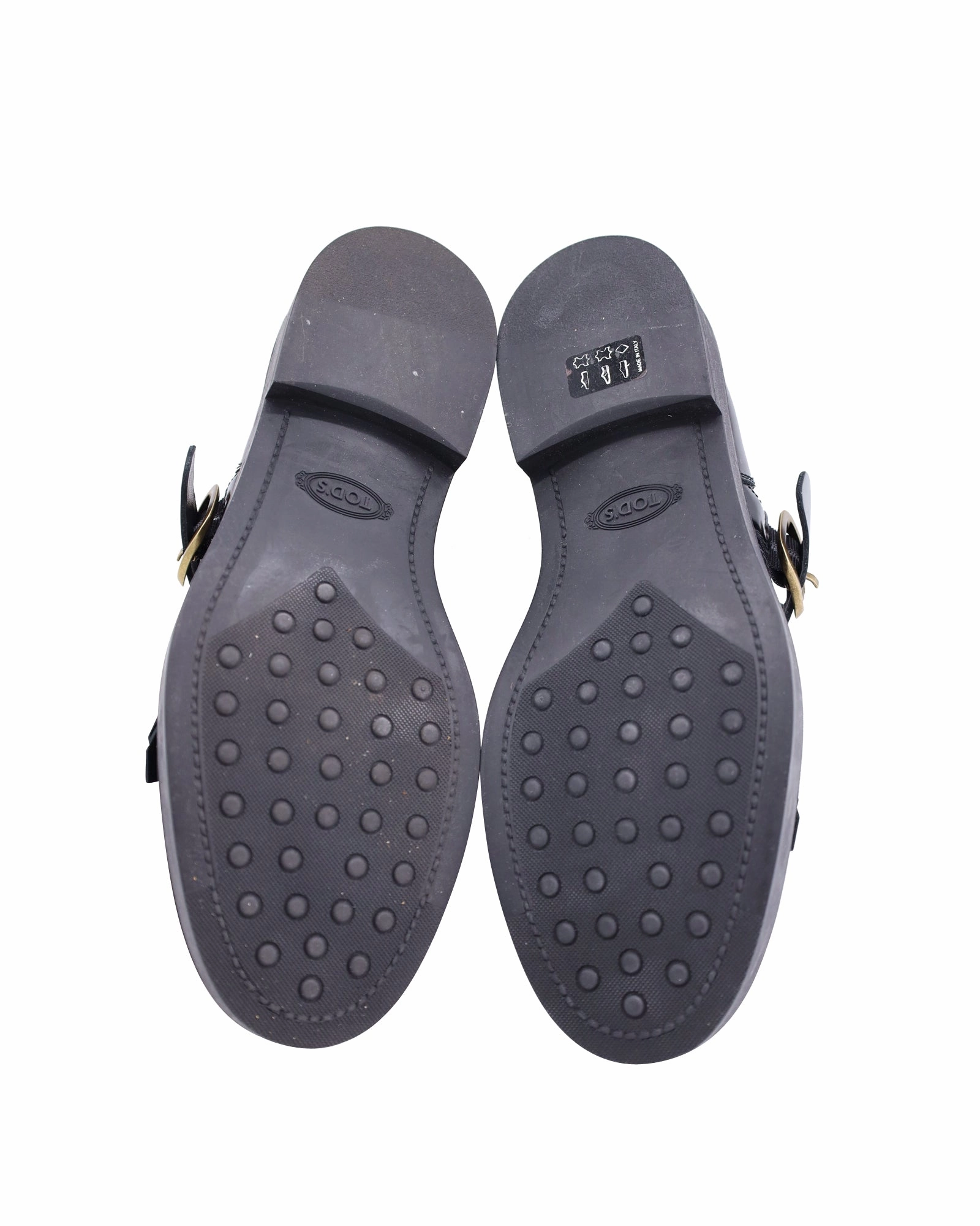 Tod's Monk Strap Shoes in Black Leather Oxfords Not Scene