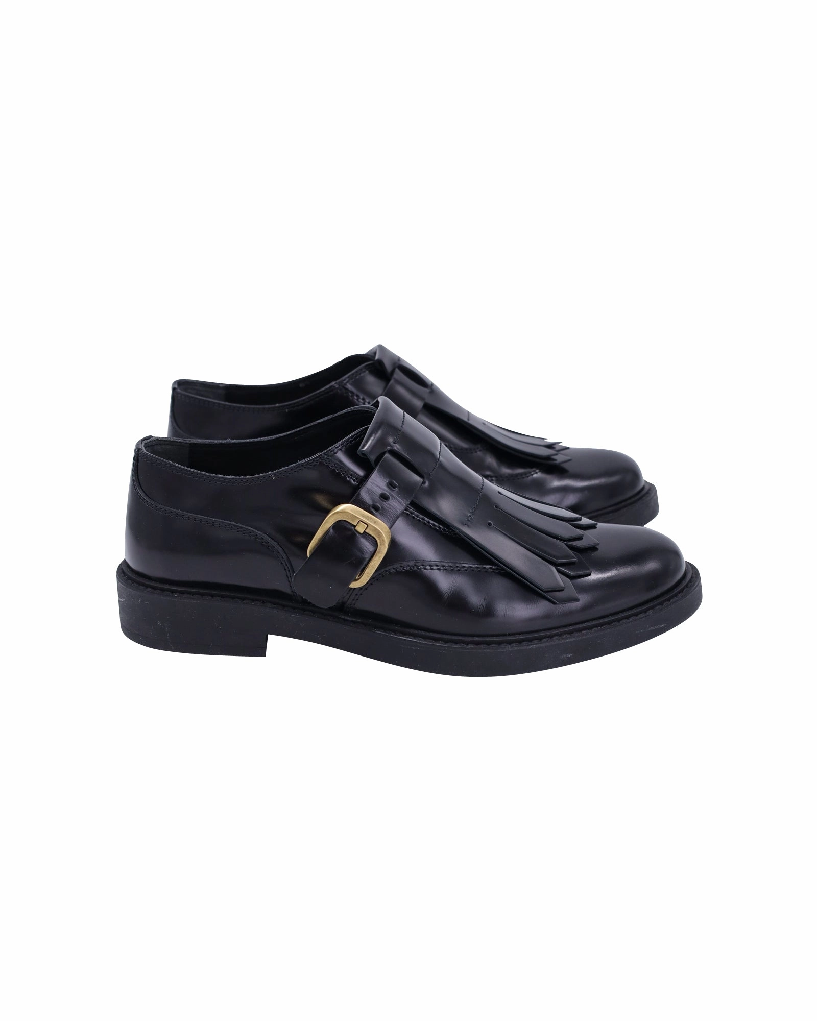 Tod's Monk Strap Shoes in Black Leather Lace Brogues