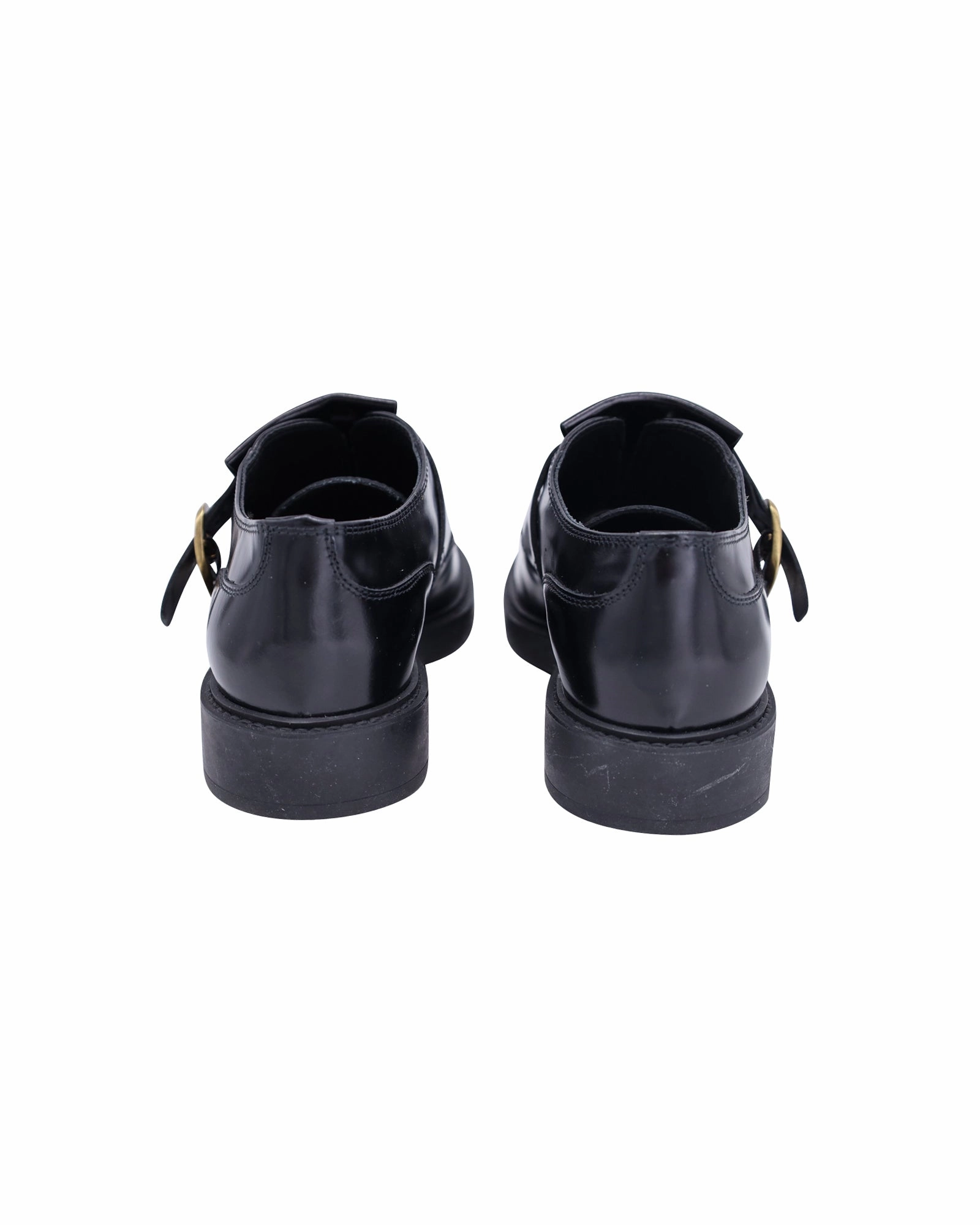 Block Heel Brogues Tod's Monk Strap Shoes in Black Leather