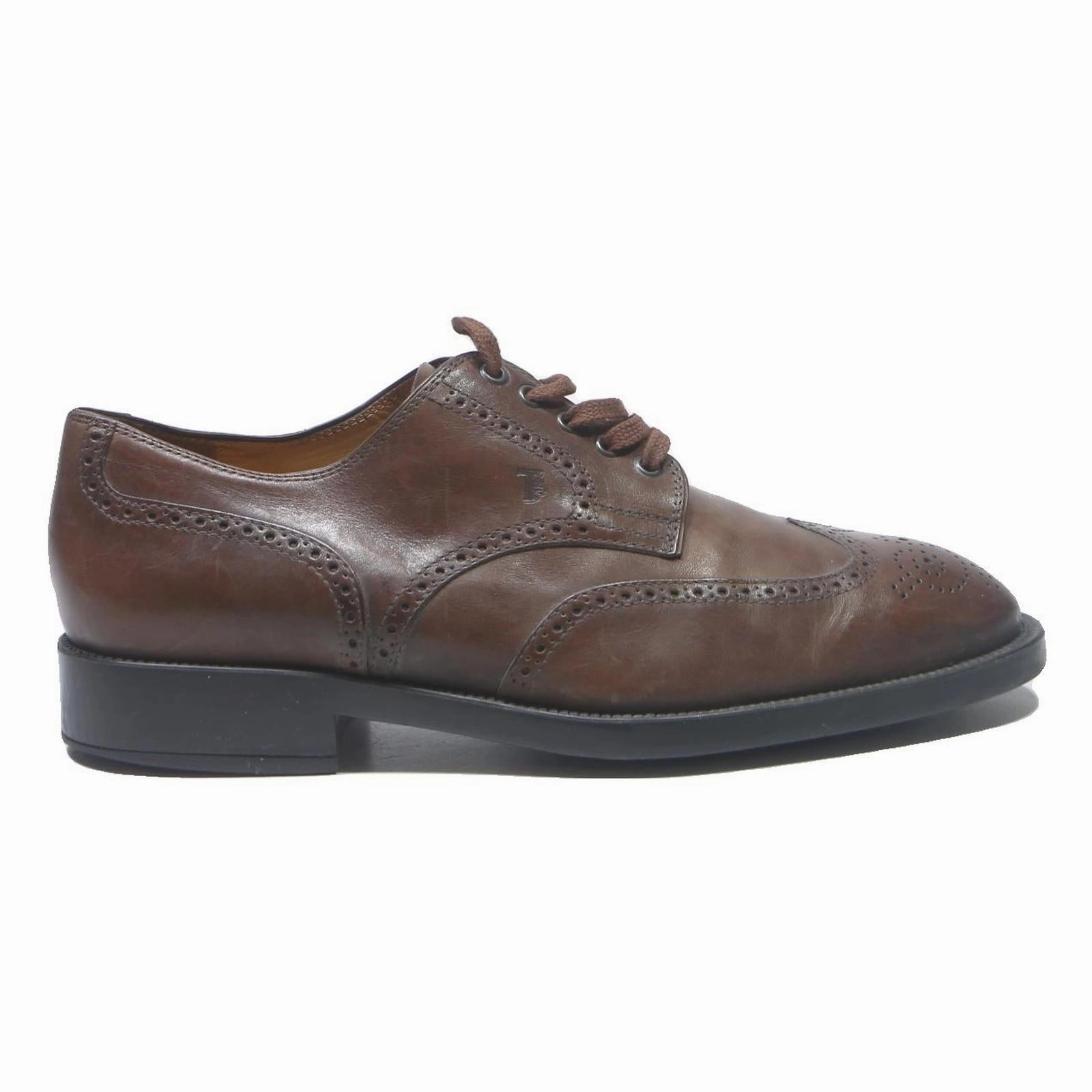 Toms Mens Brogue TODS Mens Brown Leather Brogue Shoes UK 11 Classic Lace-Up Formal Footwear