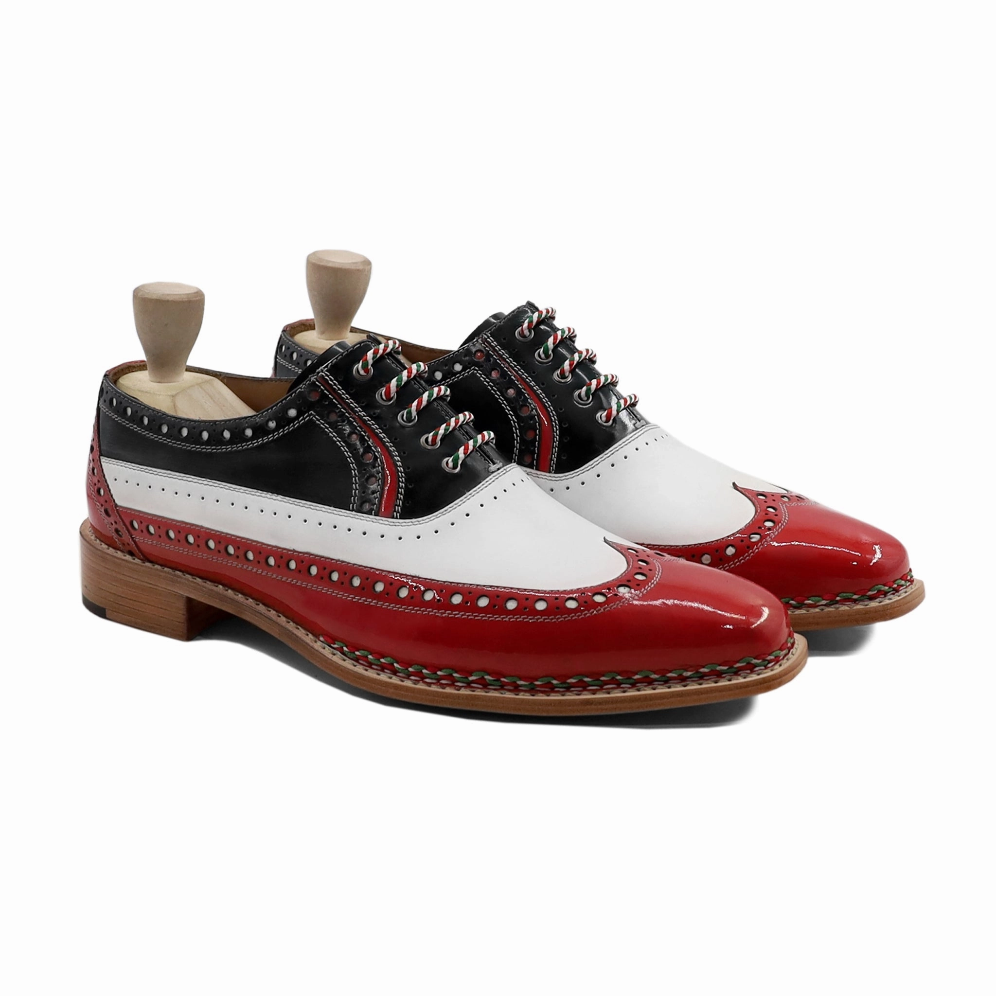 Tomsk Gy - Men's Tricolor Patent Leather Oxford Shoe Wedge Platform Oxfords
