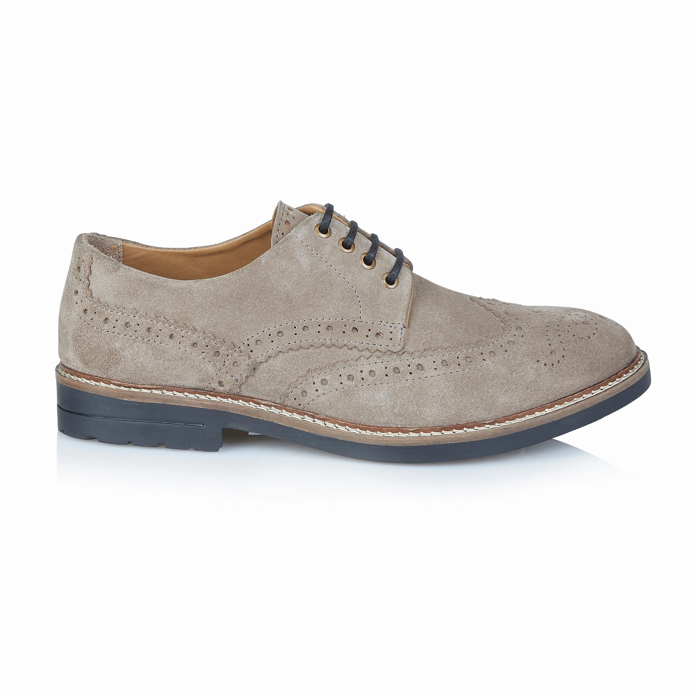 Tooting Suede Leather Smart Casual Brogue Shoes - Grey Anthony Brogue Boot