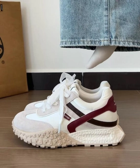 Casual Red Faux Leather Platform Flat Feet Shoes Splicing Lace Up YC032 Overdyed Cotton Mary Jane Shoes