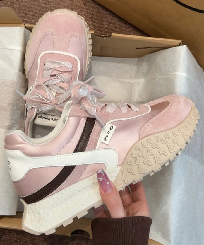 Carter's Mary Jane Shoes Casual Red Faux Leather Platform Flat Feet Shoes Splicing Lace Up YC032