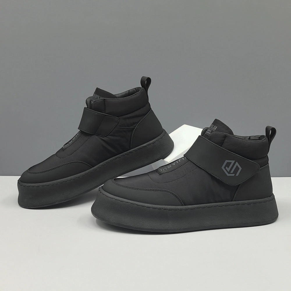 Men Simple Canvas Winter Flat Ankle Snow Boots Puffy Snow Boot