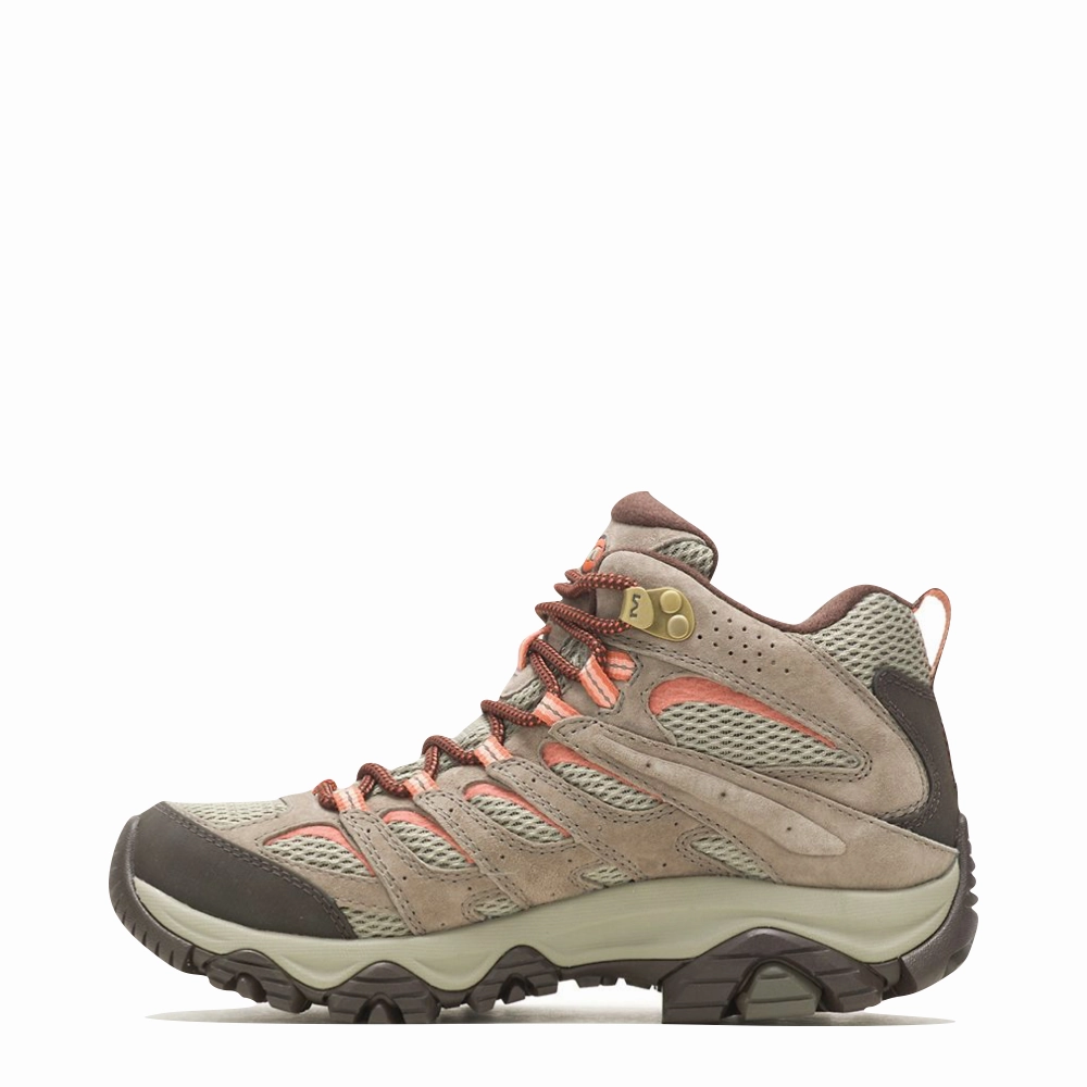 Merrell Women's Moab 3 Mid Waterproof Hiking Boots in Bungee Cord Tan Fancy Hiking Shoes