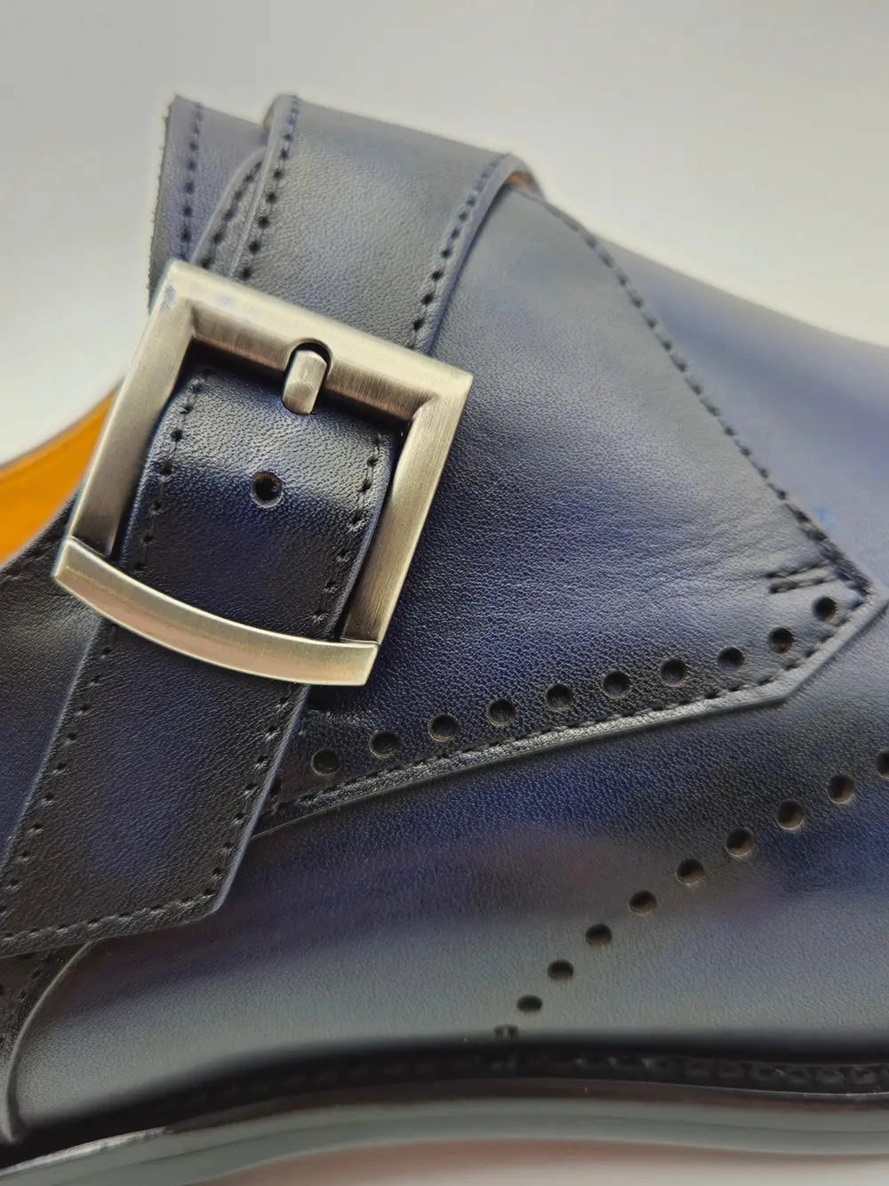 Calfskin Single Monk Loafer White Brogues