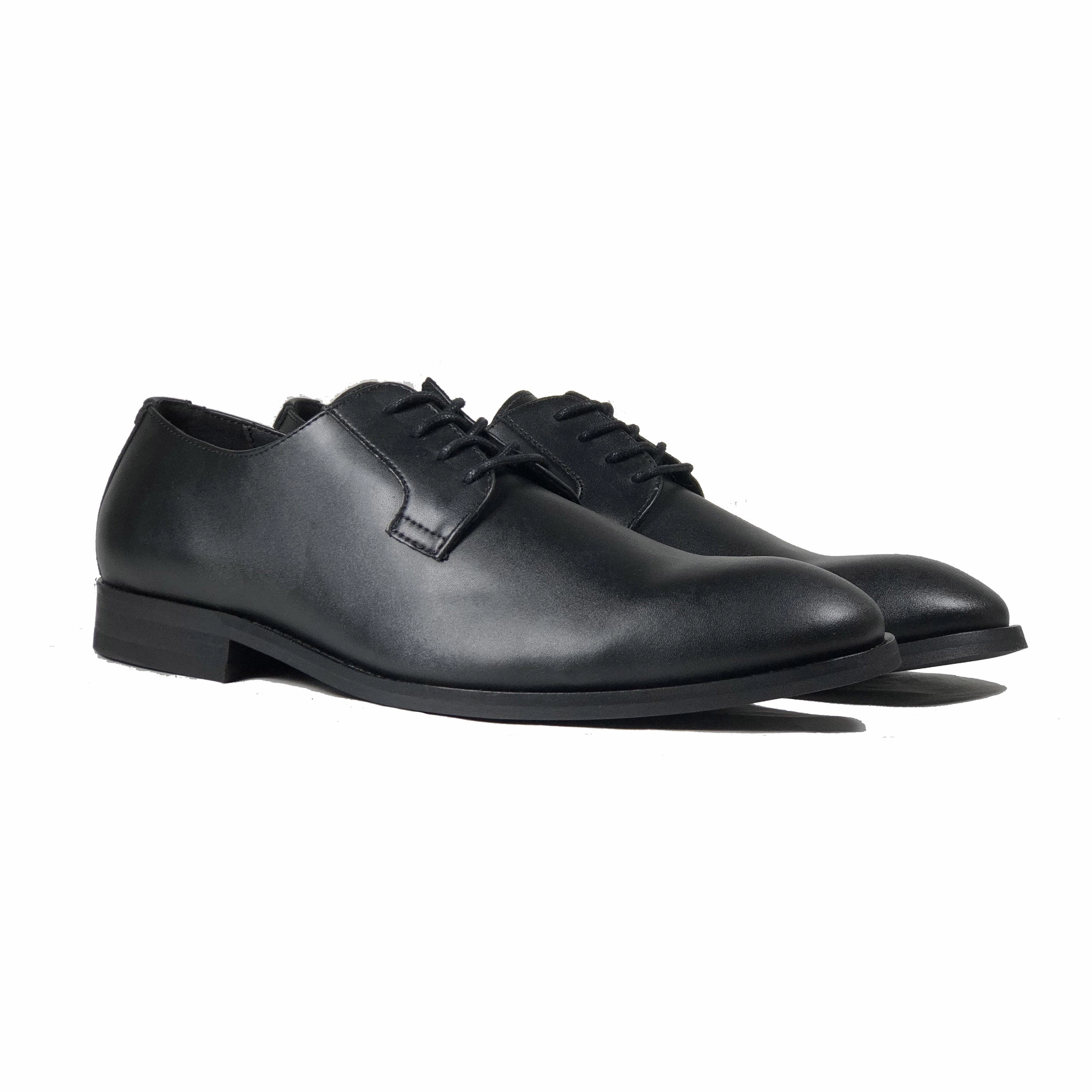 Lace Up Leather Shoes 'Gideon' classic vegan derby round toe by Zette Shoes - black