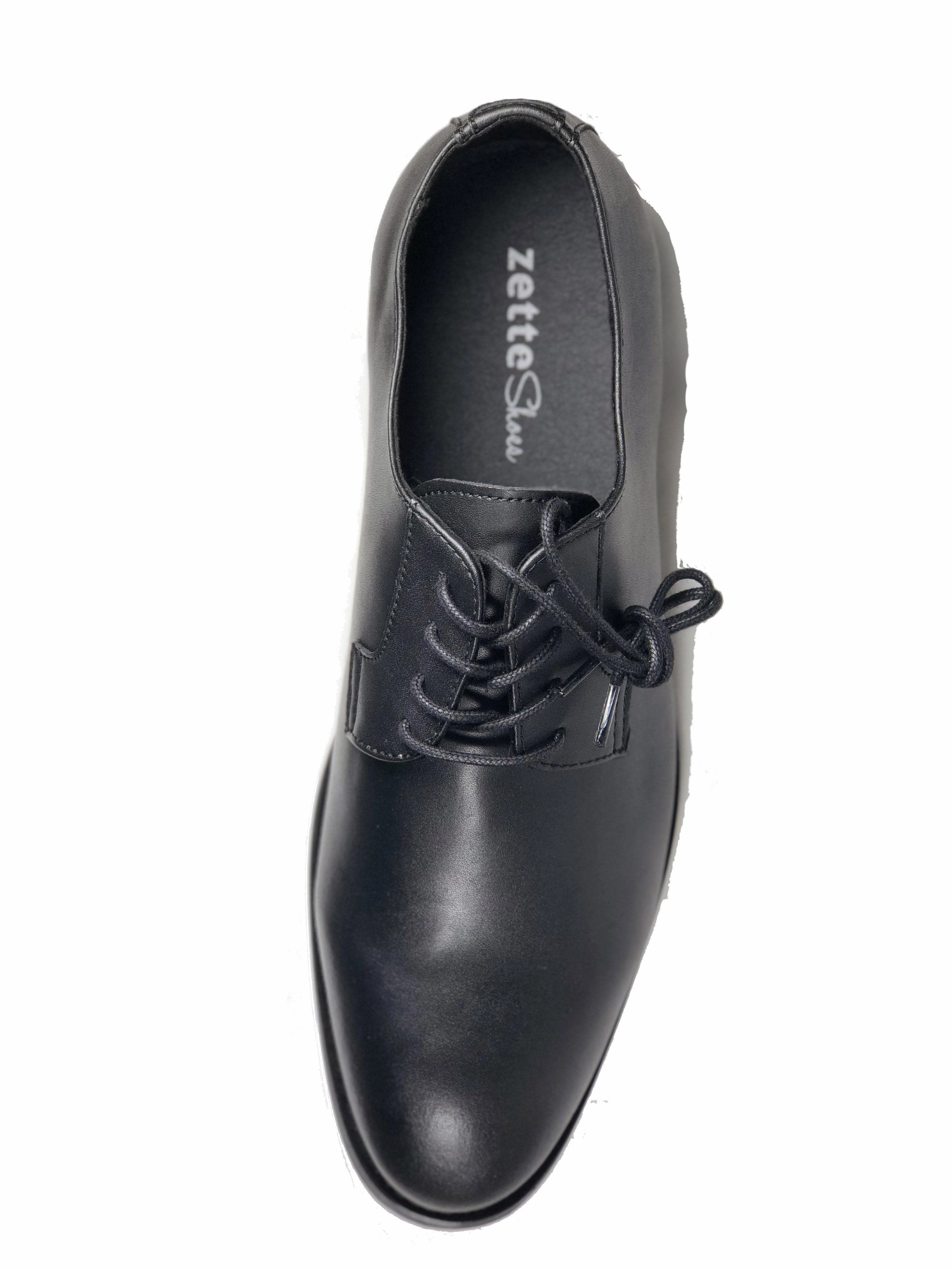 'Gideon' classic vegan derby round toe by Zette Shoes - black Derby Shoes Brogues