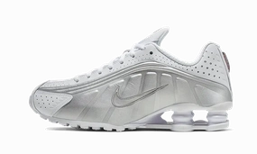 Nike Shox R4 White Metallic Silver Most Cushioned Nike Running Shoes